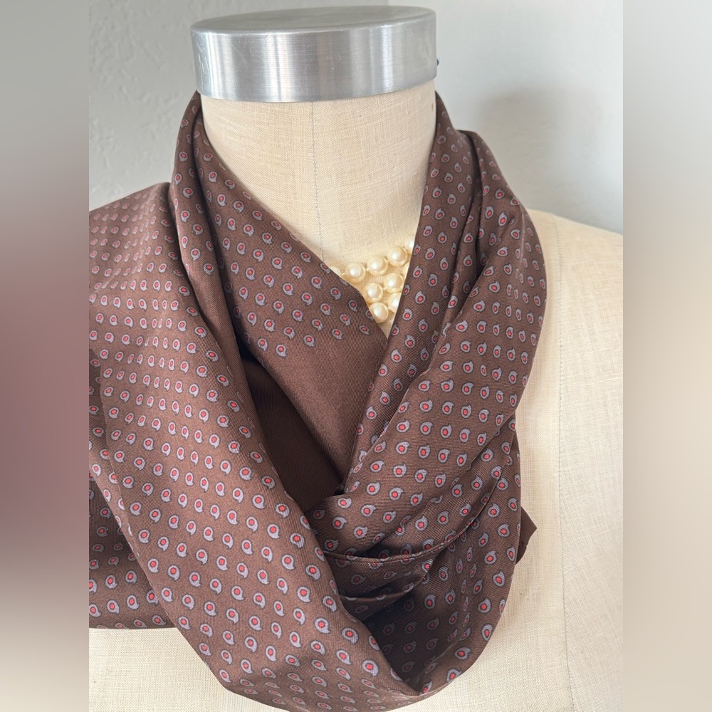 100% Silk Cisco Hand Printed in Italy Scarf 48”x13.5” 🇮🇹 - Picture 4 of 5